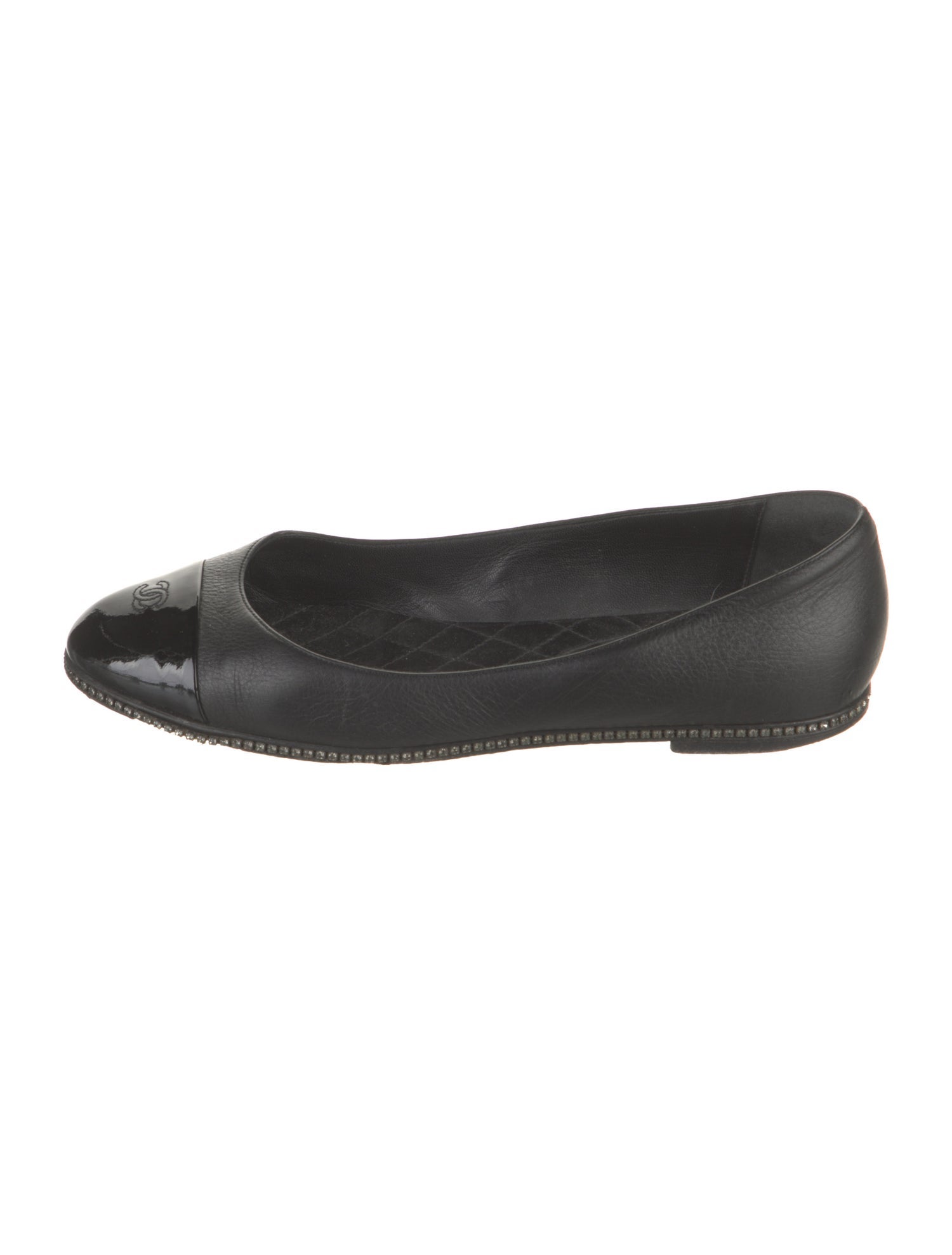 Chanel Interlocking CC Logo Leather Ballet Flats