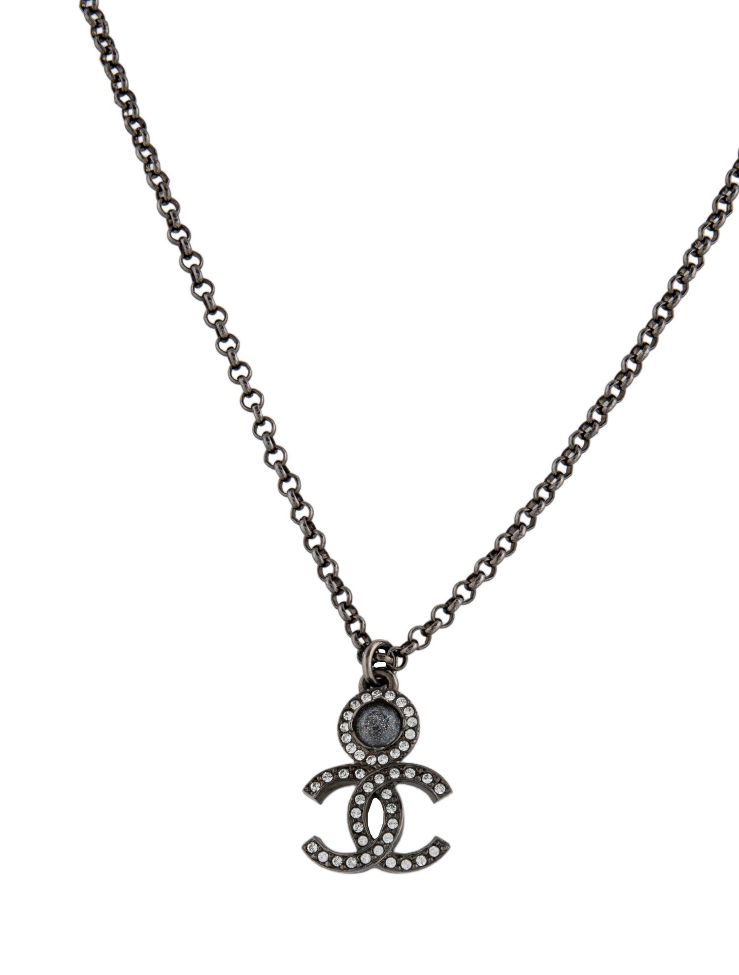Chanel 2023 Strass CC Pendant Necklace