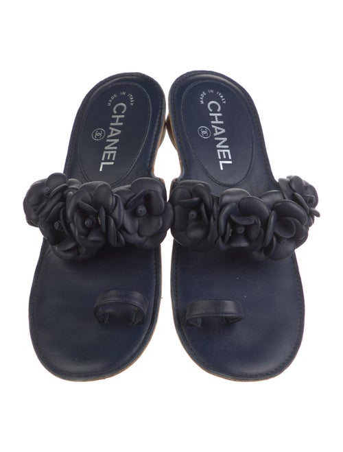 Chanel Interlocking CC Logo Leather Slides