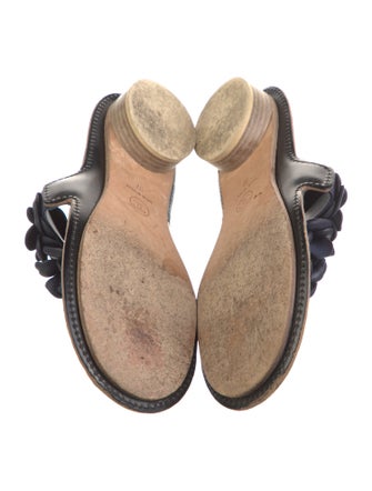 Chanel Interlocking CC Logo Leather Slides