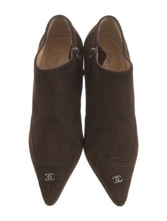 Chanel Interlocking CC Logo Suede Mules