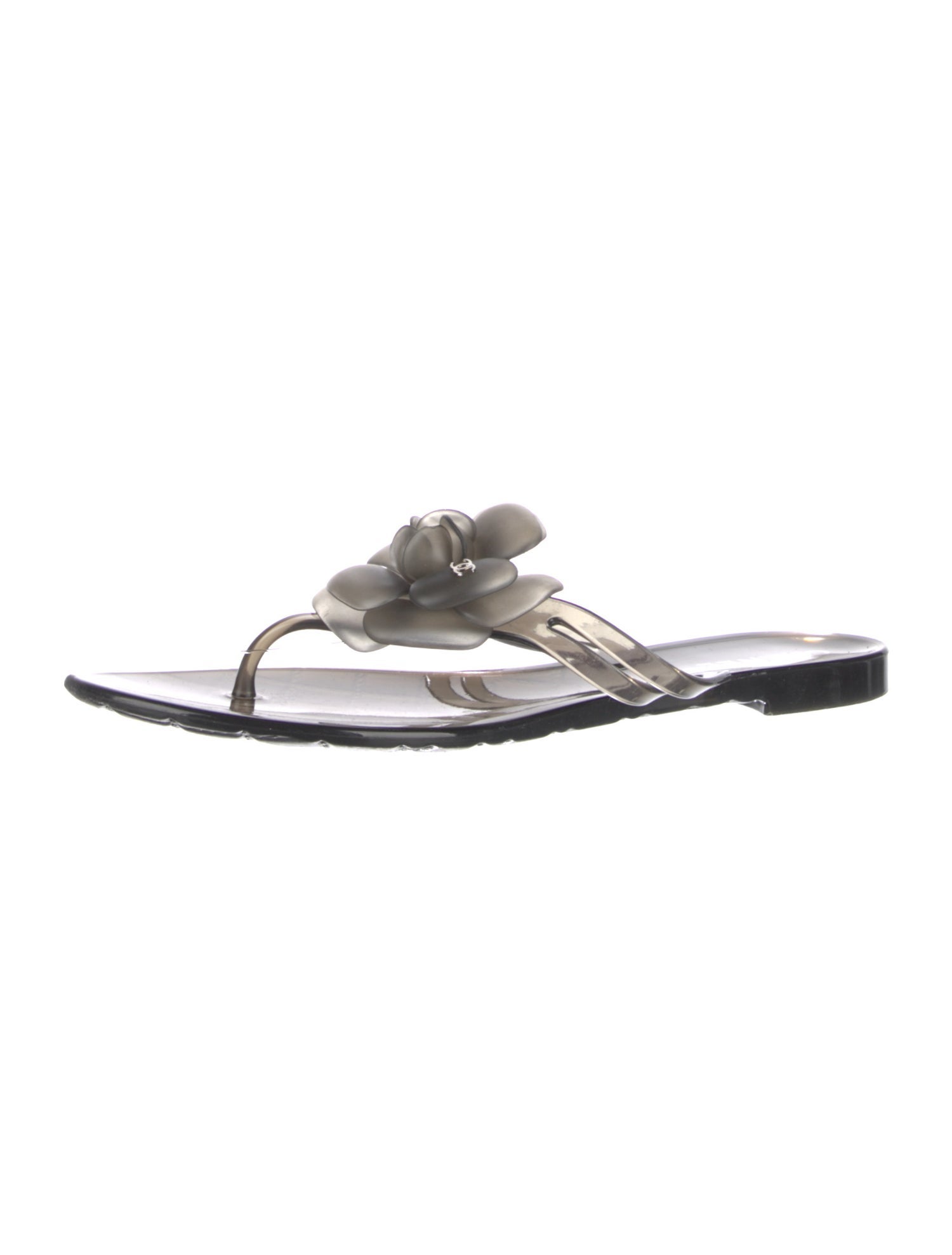 Chanel Interlocking CC Logo Rubber Flip Flops