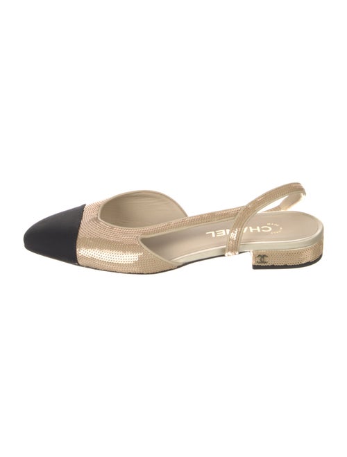 Chanel Interlocking CC Logo Sequins Slingback Flats