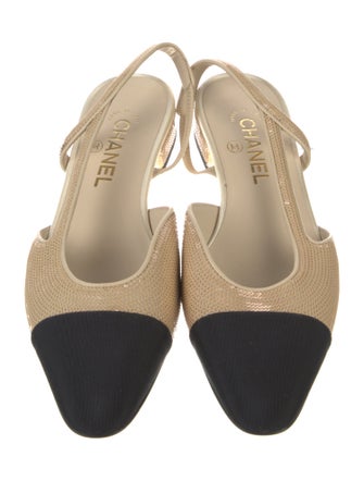 Chanel Interlocking CC Logo Sequins Slingback Flats