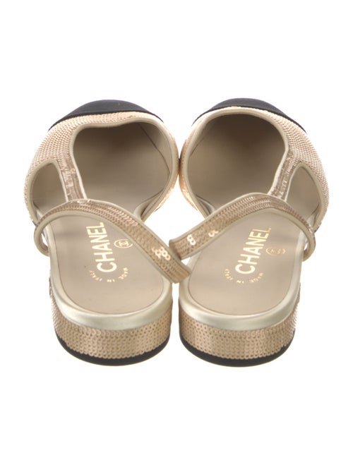 Chanel Interlocking CC Logo Sequins Slingback Flats