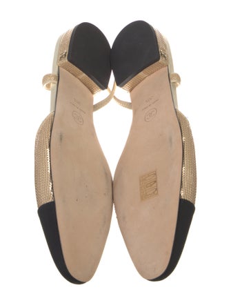 Chanel Interlocking CC Logo Sequins Slingback Flats