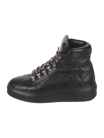 Chanel Interlocking CC Logo Patent Leather Hiking Boots