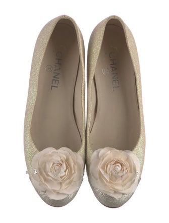 Chanel Interlocking CC Logo Glitter Flats