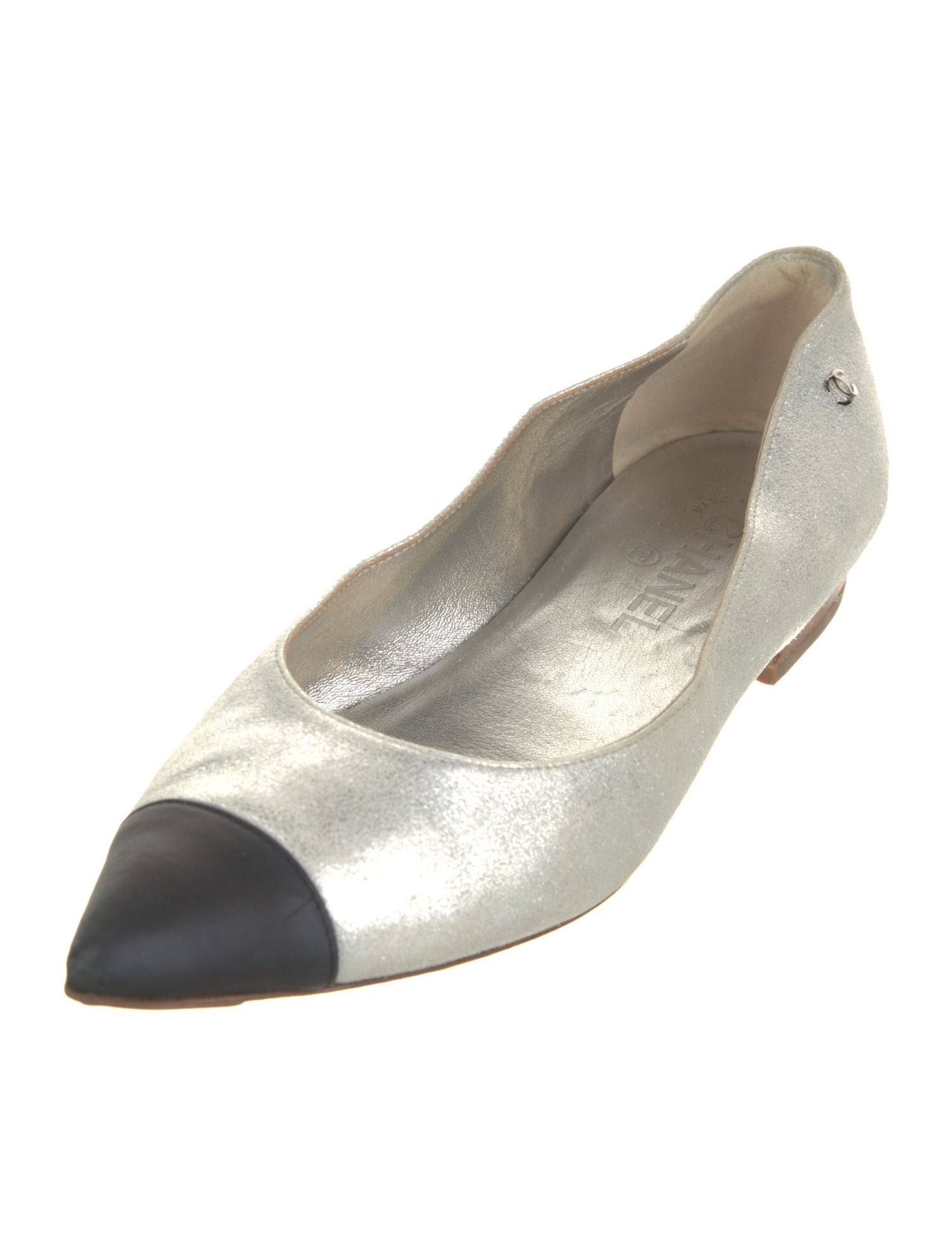 Chanel Interlocking CC Logo Suede Flats