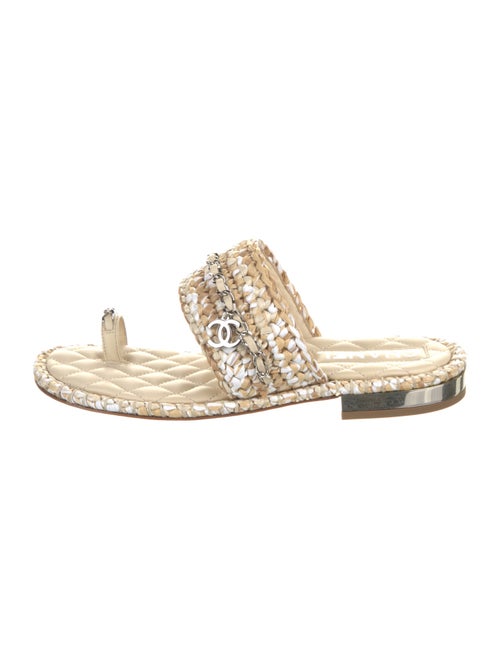 Chanel Interlocking CC Logo Raffia Espadrilles