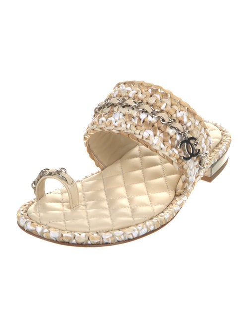 Chanel Interlocking CC Logo Raffia Espadrilles
