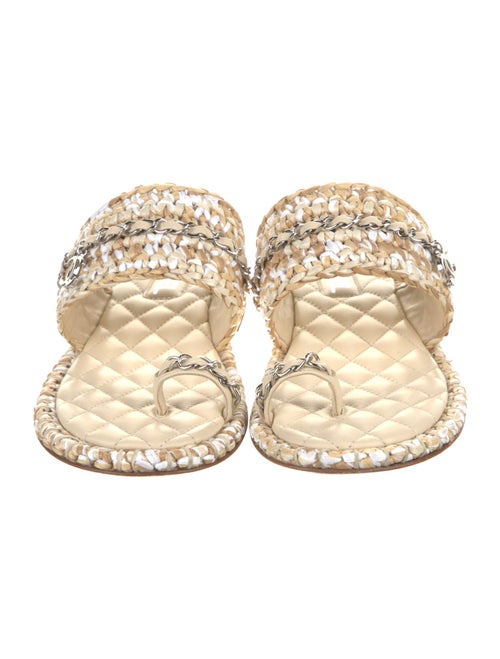 Chanel Interlocking CC Logo Raffia Espadrilles