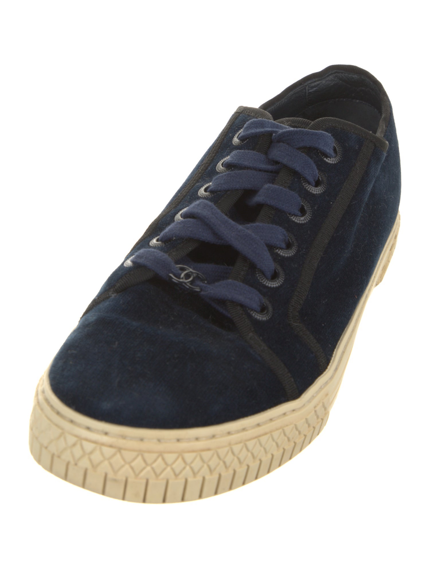 Chanel Interlocking CC Logo Velvet Sneakers