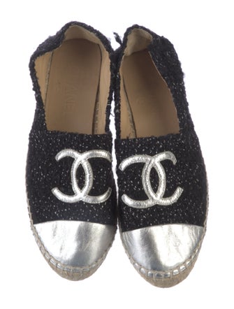 Chanel Interlocking CC Logo Tweed Espadrilles