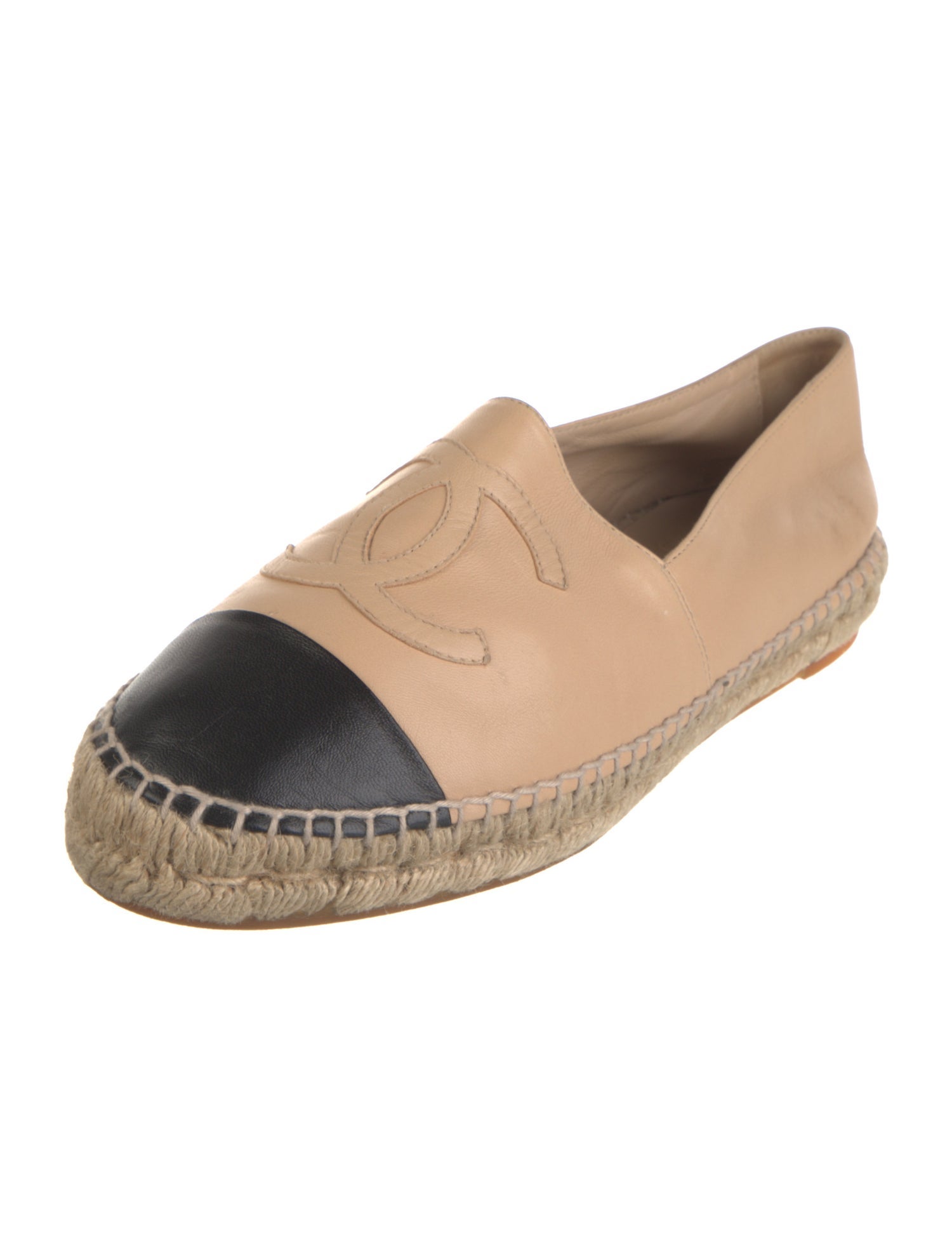 Chanel Interlocking CC Logo Leather Espadrilles