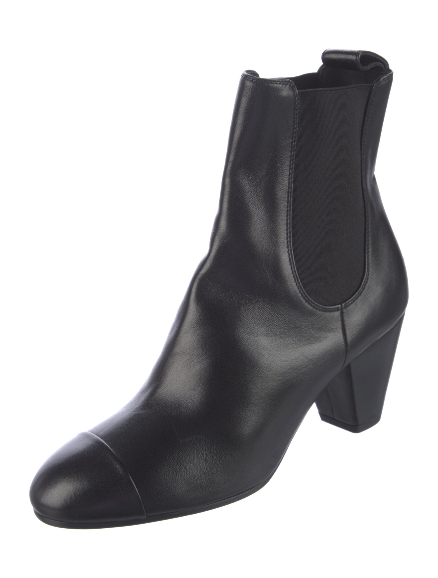 Chanel Interlocking CC Logo Leather Chelsea Boots