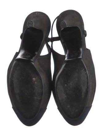 Chanel Interlocking CC Logo Suede Slingback Pumps