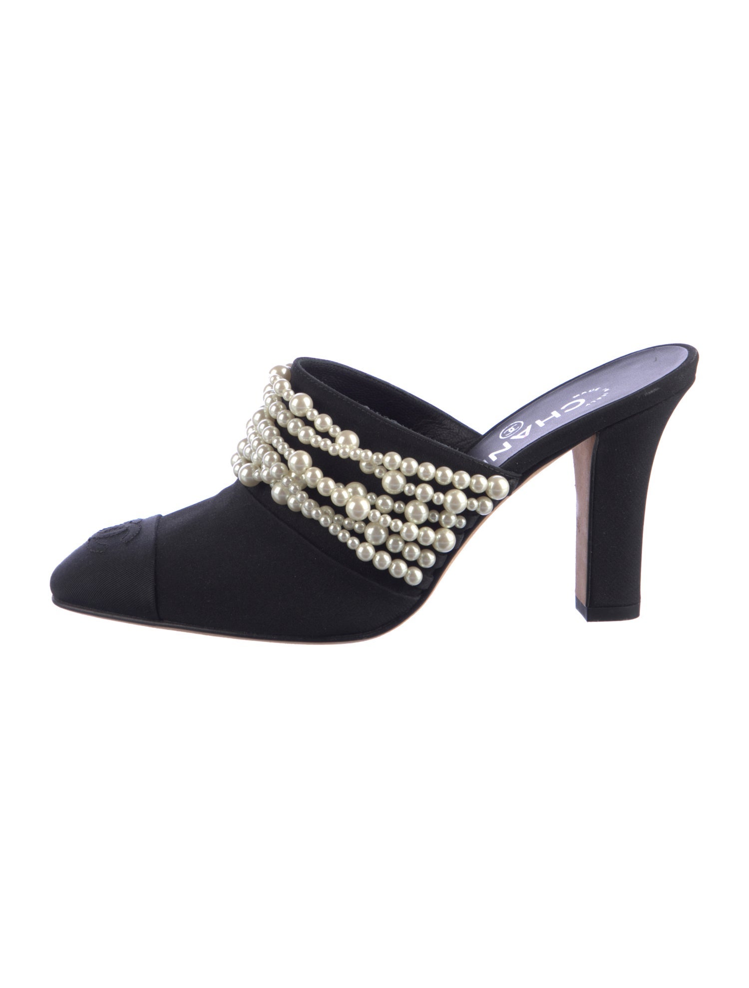 Chanel Interlocking CC Logo Beaded Accents Mules