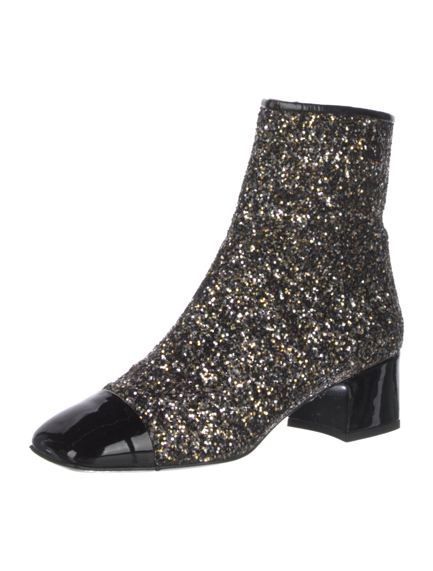 Chanel Interlocking CC Logo Glitter Boots