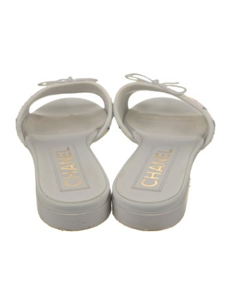 Chanel Interlocking CC Logo Tweed Slides