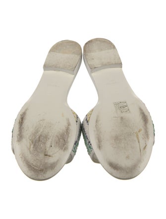 Chanel Interlocking CC Logo Tweed Slides