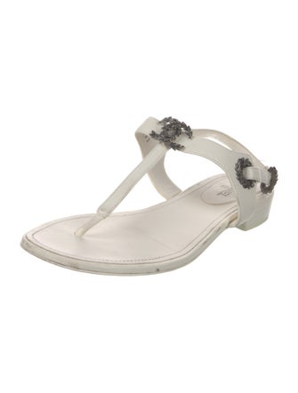 Chanel 2022 Interlocking CC Logo T-Strap Sandals