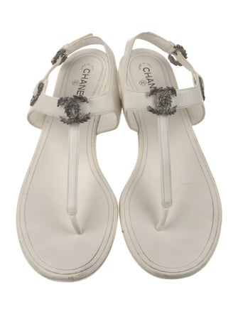 Chanel 2022 Interlocking CC Logo T-Strap Sandals