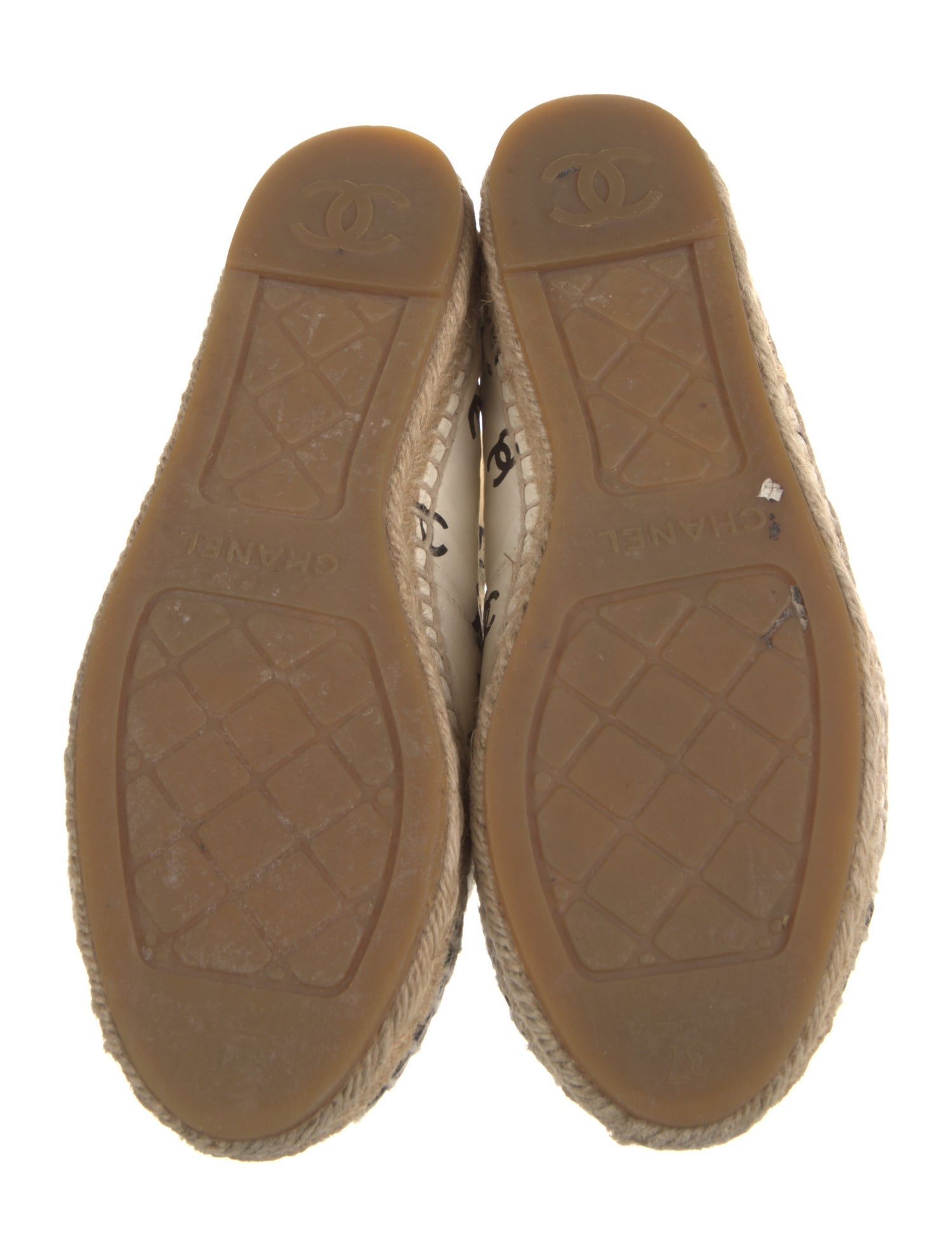 Chanel Interlocking CC Logo Leather Espadrilles