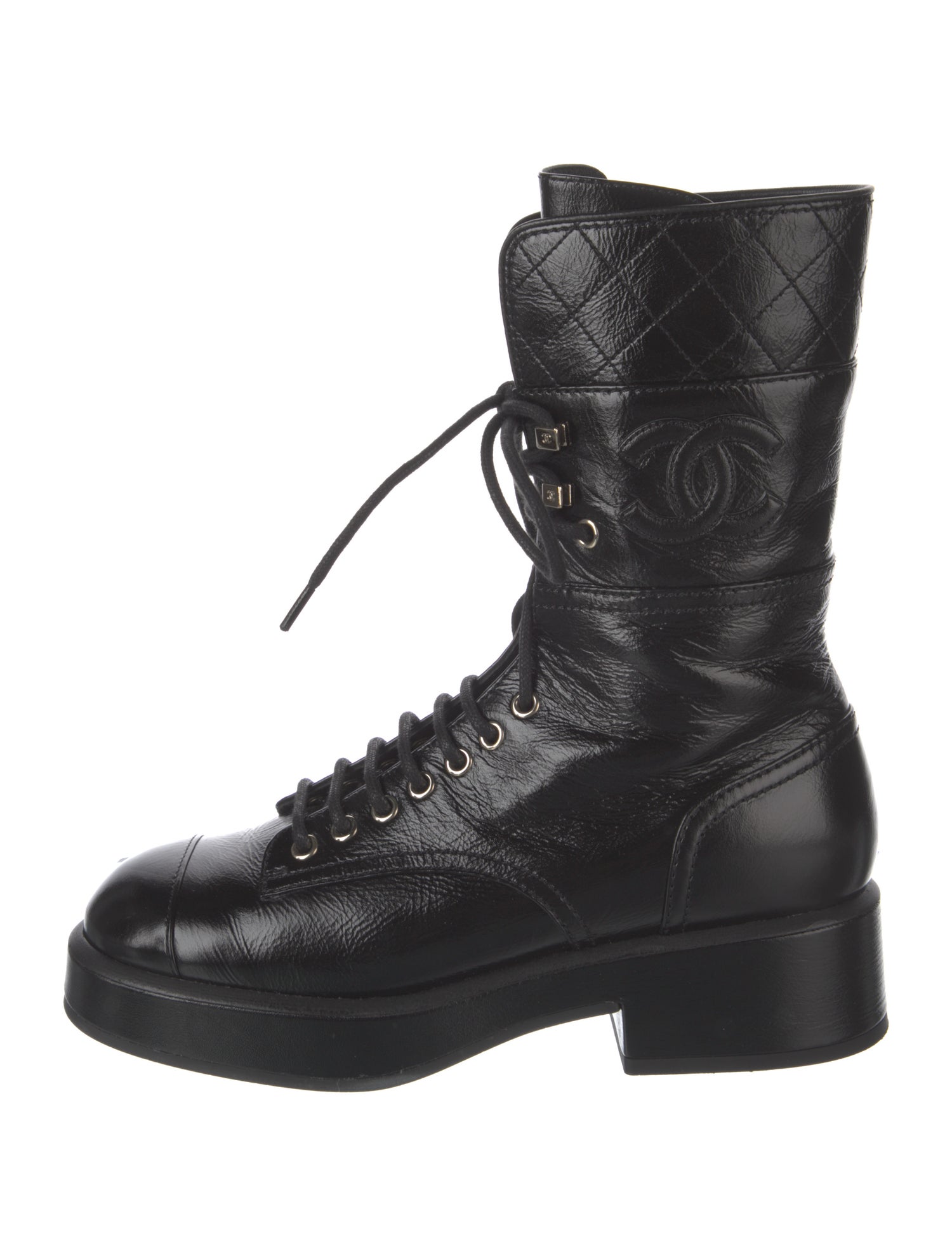 Chanel 2022 Interlocking CC Logo Combat Boots