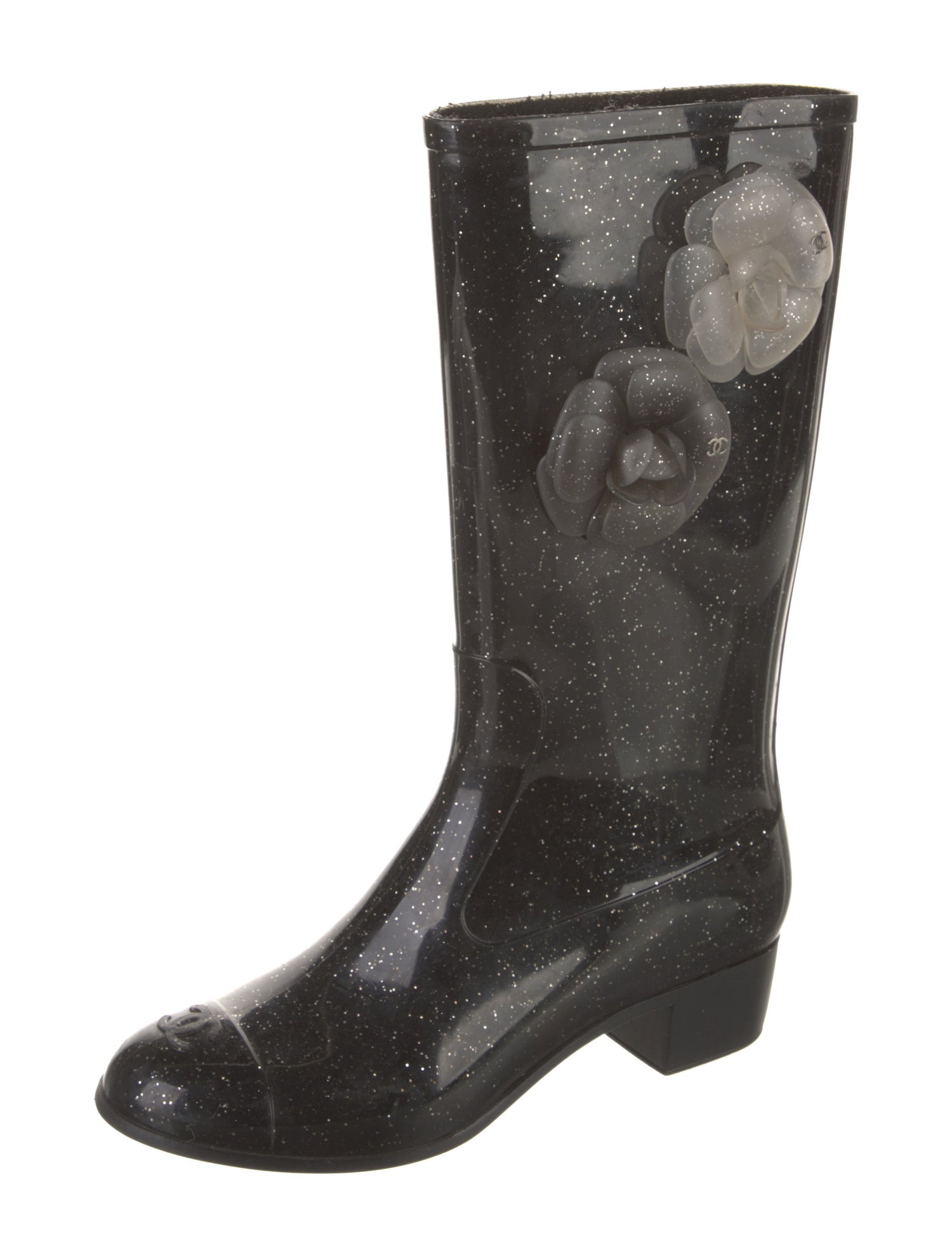 Chanel Interlocking CC Logo Rubber Rain Boots