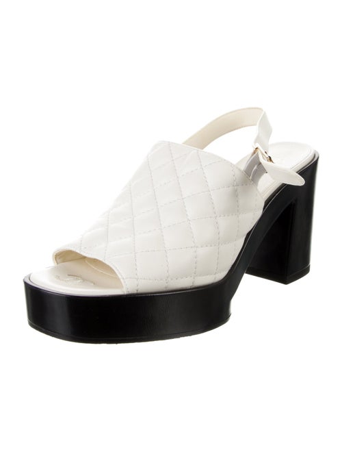 Chanel Interlocking CC Logo Leather Slingback Sandals