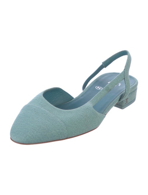 Chanel Interlocking CC Logo Denim Slingback Flats