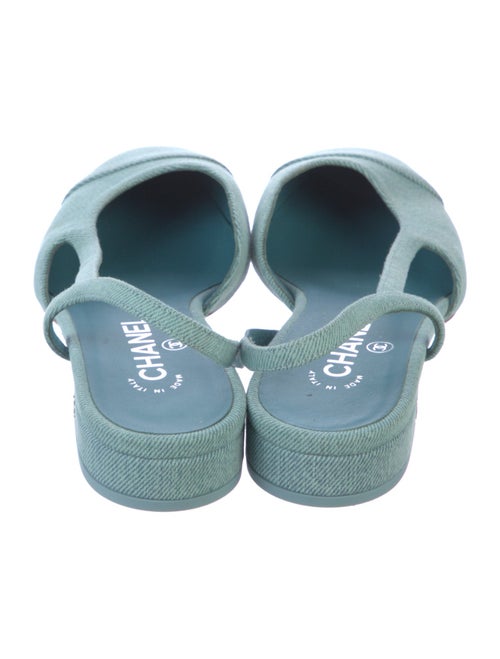 Chanel Interlocking CC Logo Denim Slingback Flats