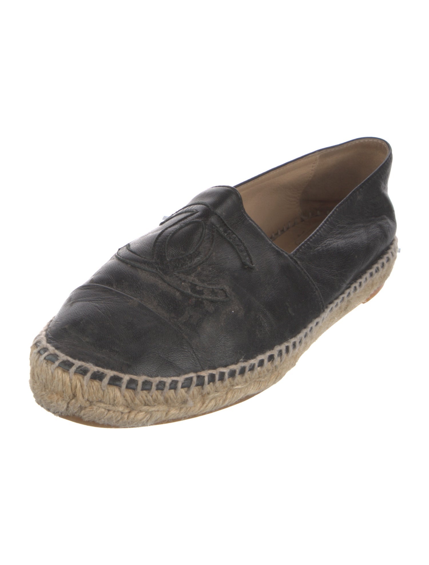 Chanel Interlocking CC Logo Leather Espadrilles
