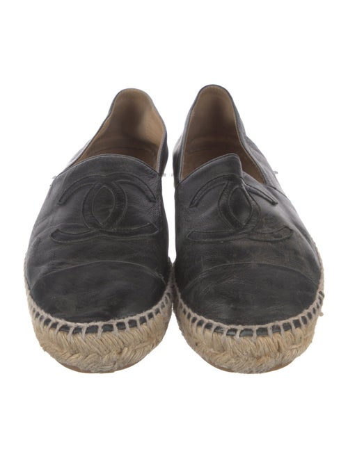 Chanel Interlocking CC Logo Leather Espadrilles