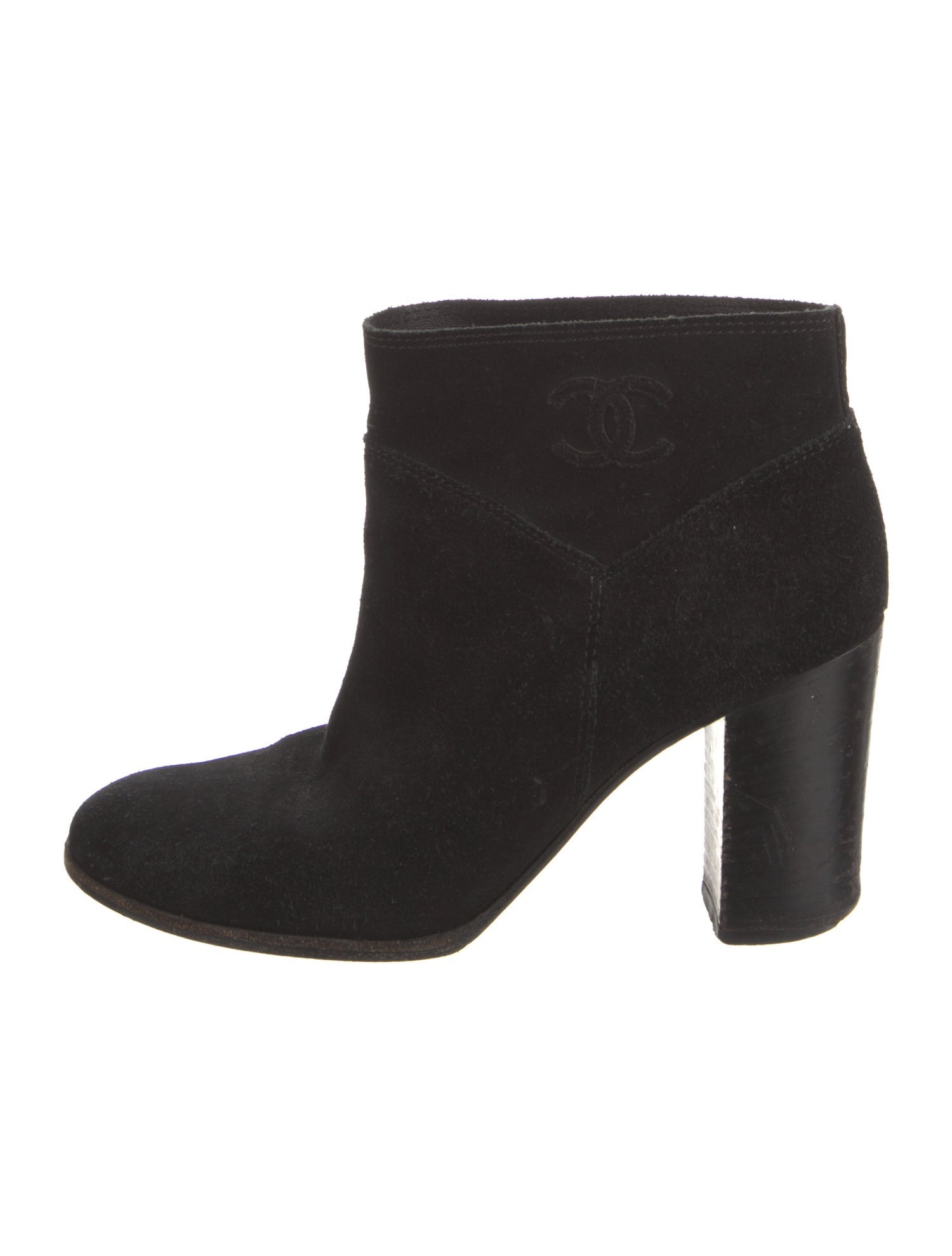 Chanel Interlocking CC Logo Suede Boots