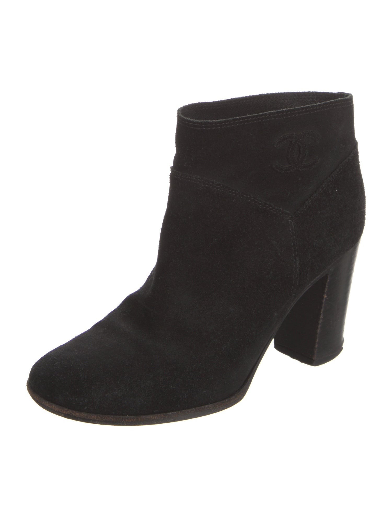 Chanel Interlocking CC Logo Suede Boots