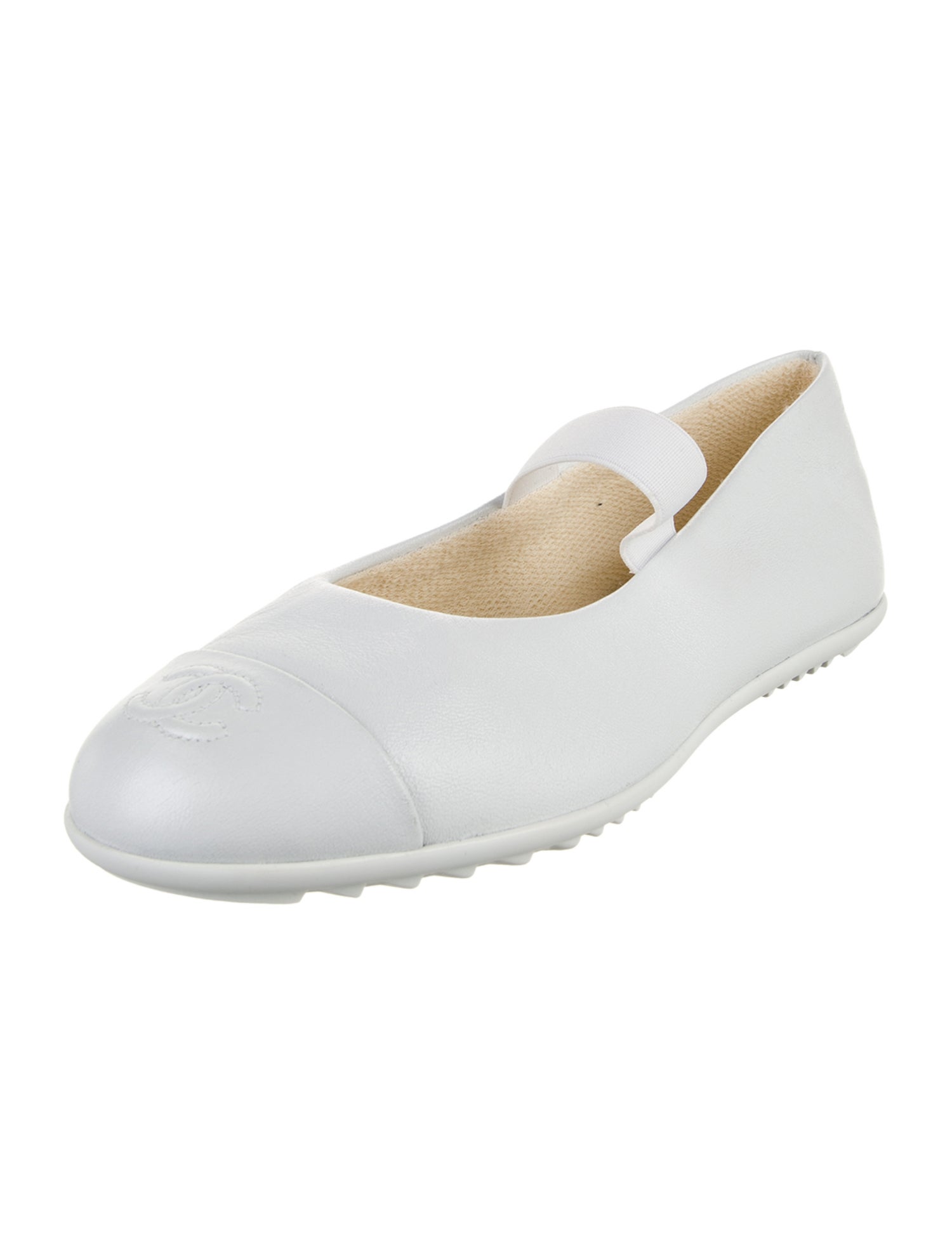 Chanel Interlocking CC Logo Leather Mary Jane Flats