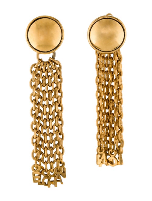 Chanel Vintage 'CHANEL' CC Tassel Clip-On Earrings
