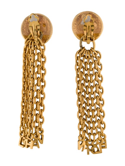 Chanel Vintage 'CHANEL' CC Tassel Clip-On Earrings