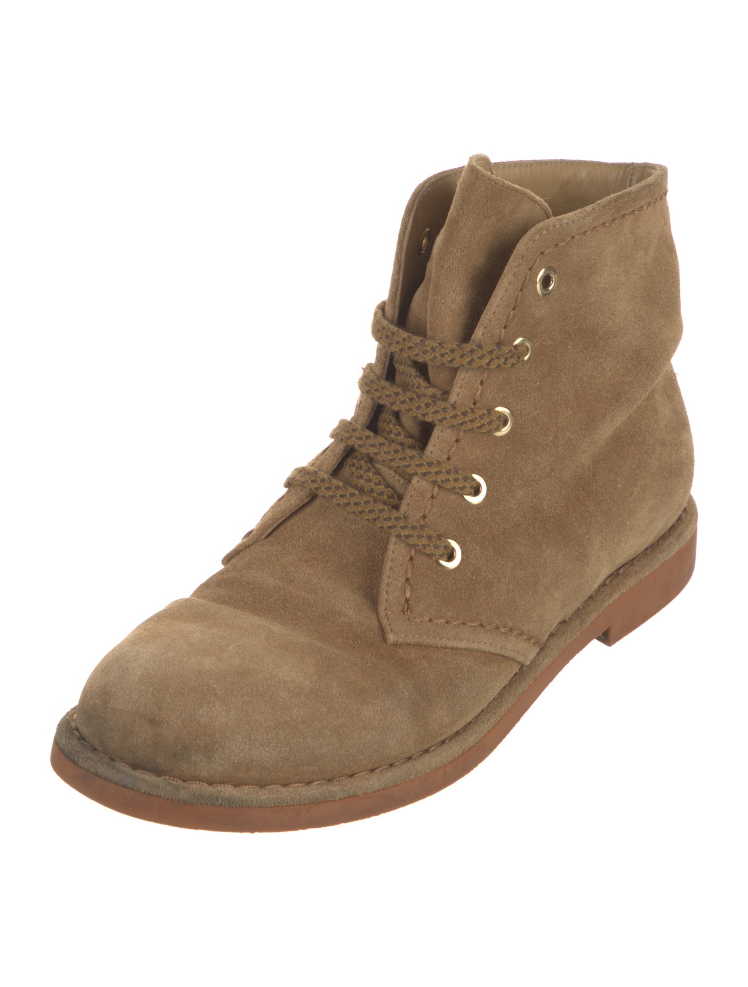 Chanel Interlocking CC Logo Suede Lace-Up Boots