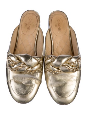 Chanel Interlocking CC Logo Leather Mules