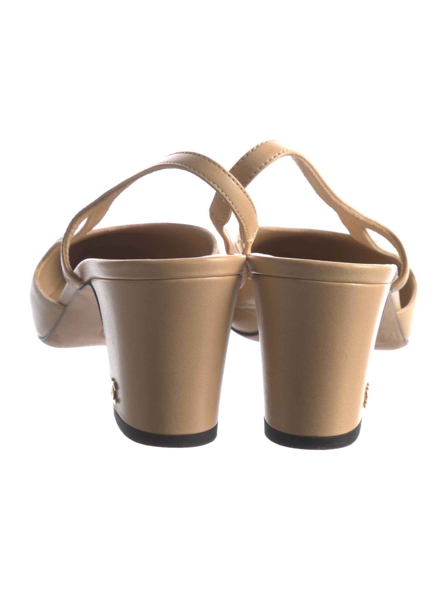 Chanel Interlocking CC Logo Leather Slingback Pumps