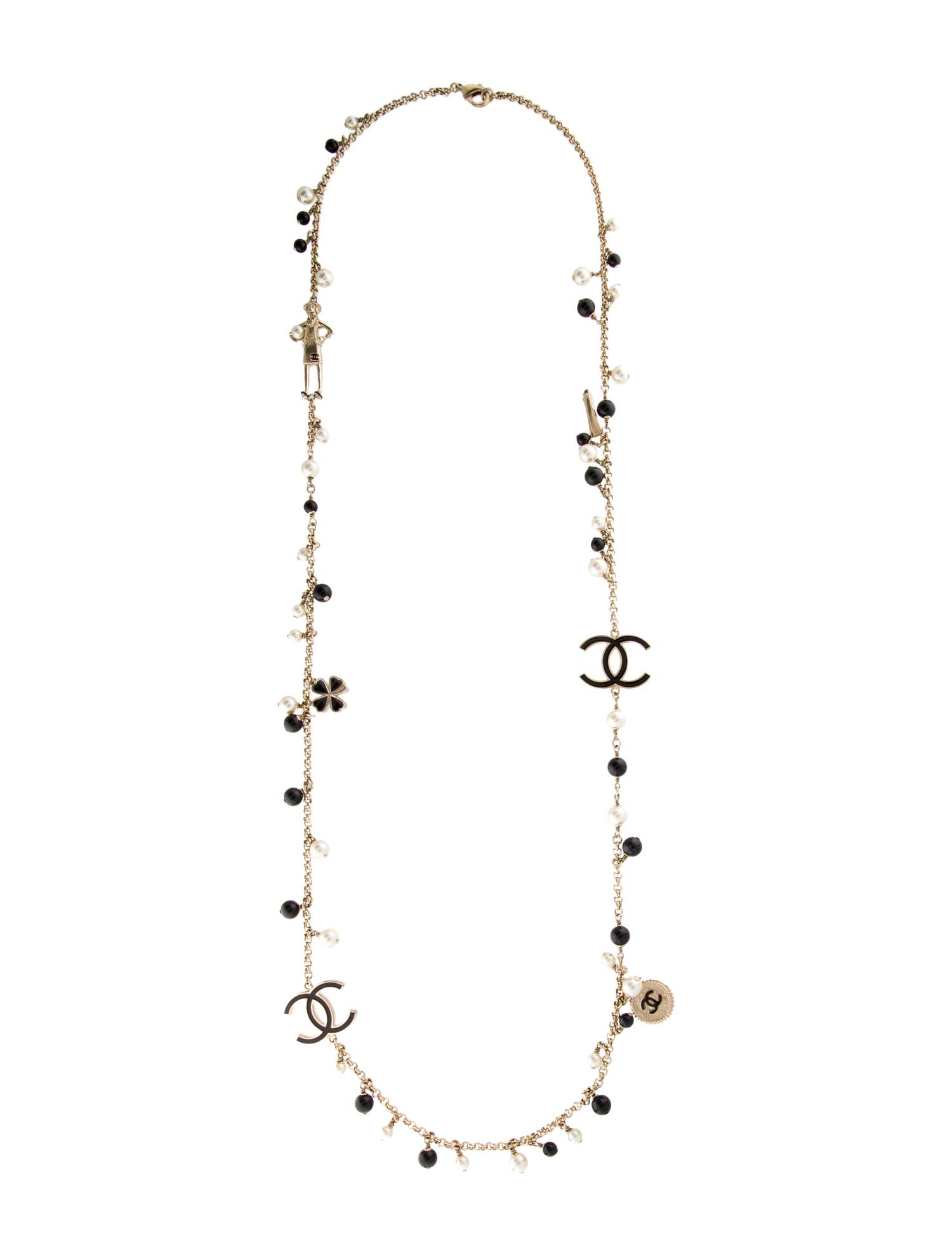 Chanel Faux Pearl & Resin CC Mademoiselle Station Necklace