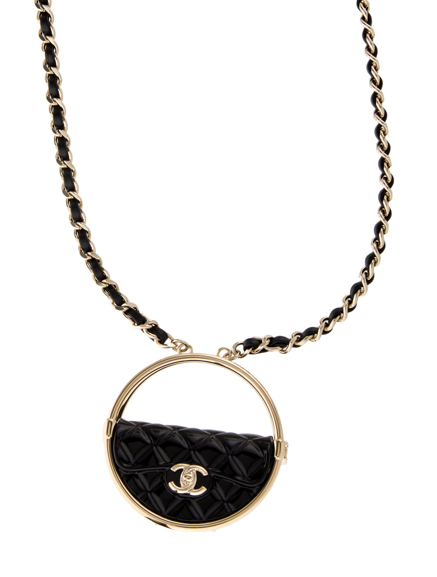 Chanel 2023 Leather & Resin Handbag Pendant Necklace