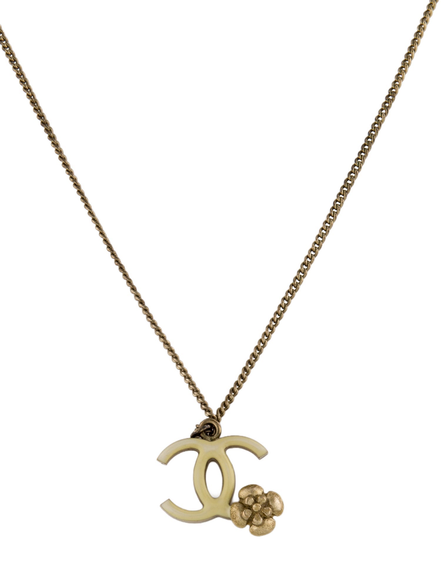 Chanel Enamel CC Camellia Pendant Necklace