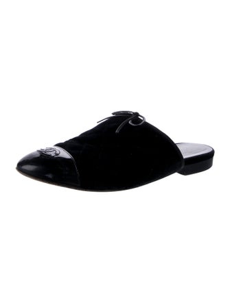 Chanel Interlocking CC Logo Velvet Mules