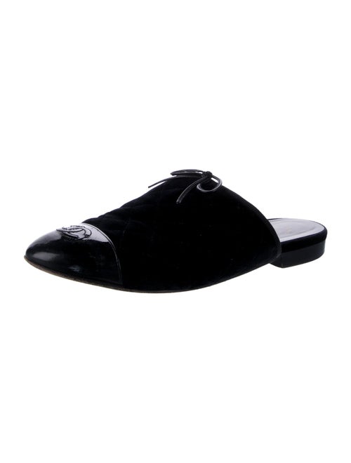 Chanel Interlocking CC Logo Velvet Mules