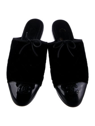 Chanel Interlocking CC Logo Velvet Mules