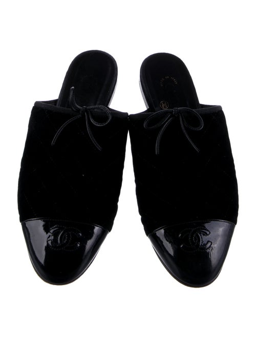 Chanel Interlocking CC Logo Velvet Mules